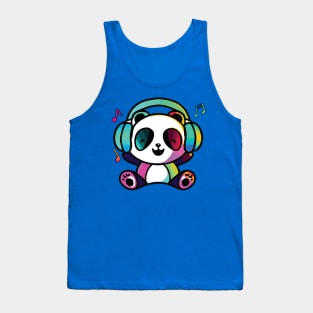 Happy Panda Bear with headphones Tank Top